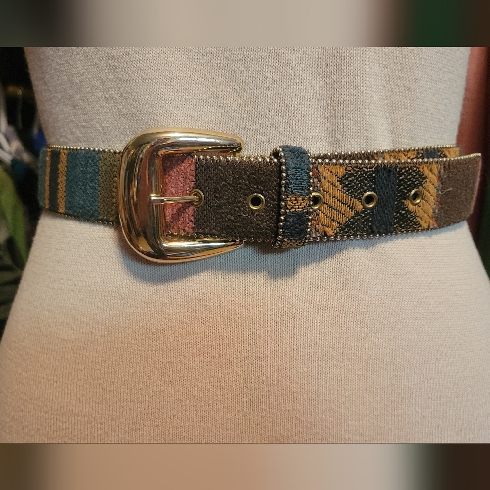 Western Style Belt with Gold Buckle